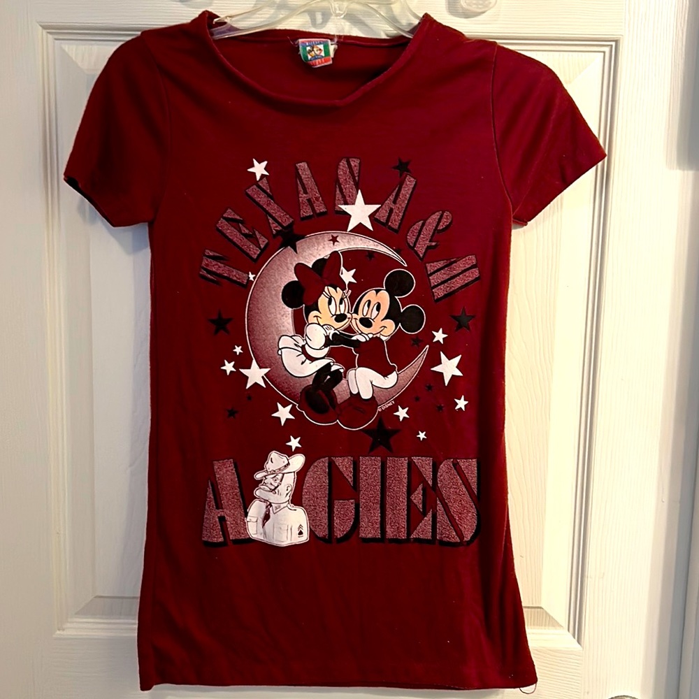Vintage Mickey Minnie Jog Tog Texas A&M TShirt Kids L